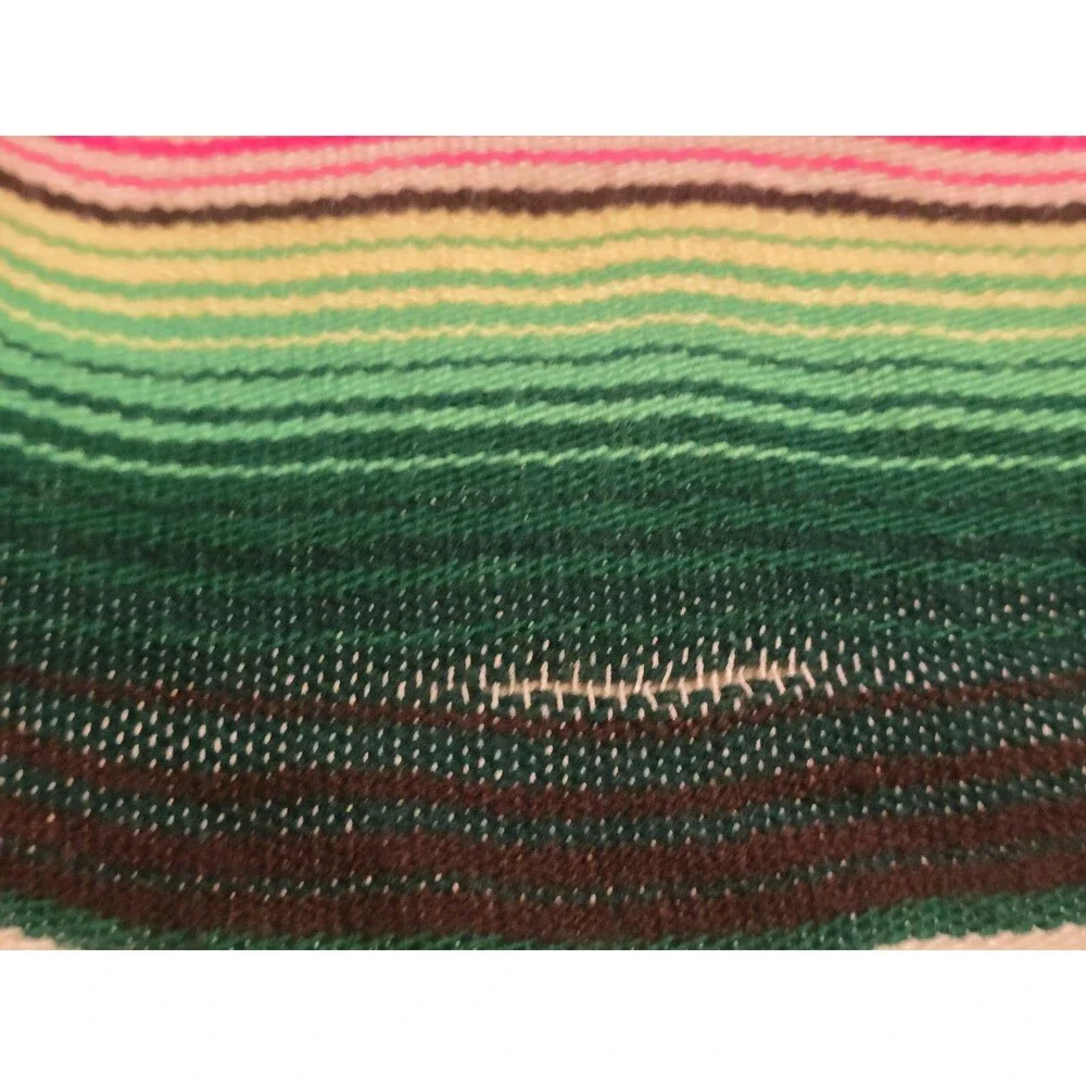 Vintage Mexican Sarape Blanket Rainbow Saltillo Stripe Blanket Throw 80x45